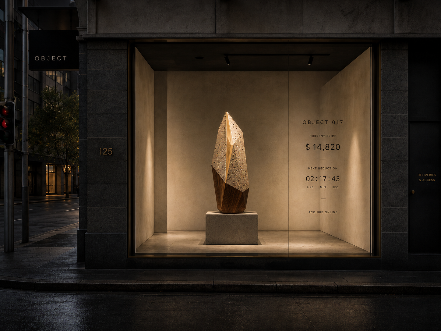 OBJECT Storefront Render at Night